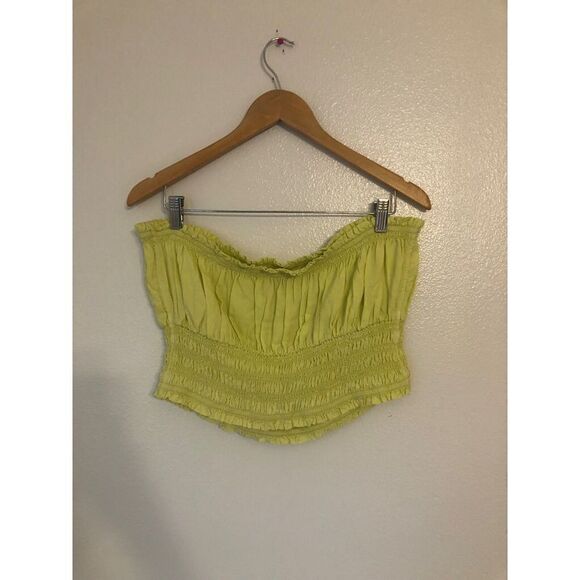 Brand New Anthropologie Pilcro Ruffled Tube Top in Lime XL - Picture 6 of 12